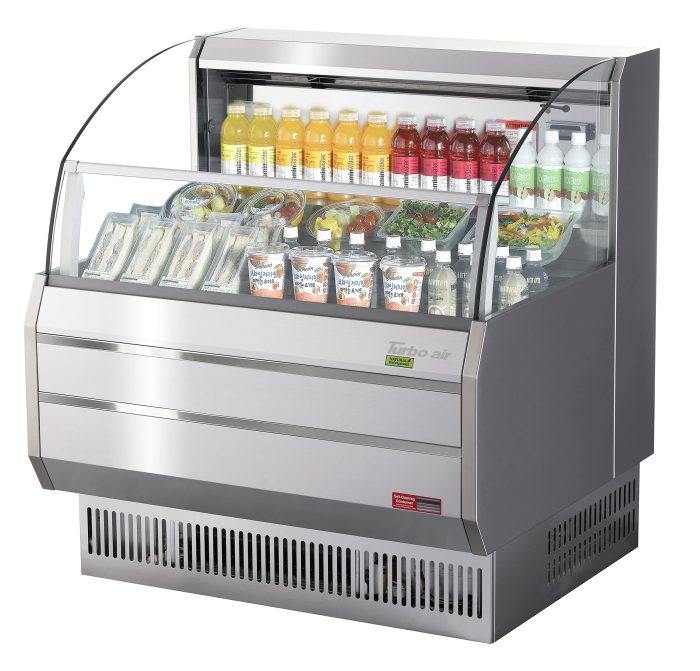 Turbo Air TOM-40SS-N TO Series 39'' Stainless Steel Horizontal Air Curtain Open Display Merchandiser with 3 Shelves