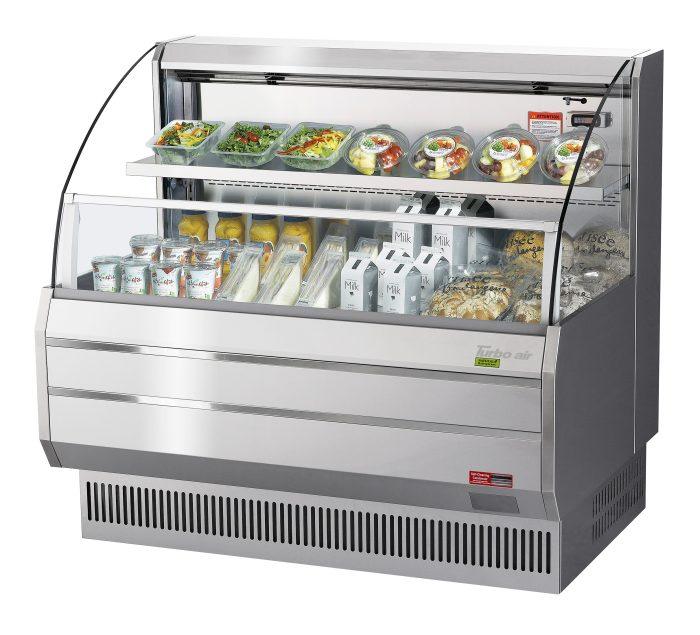 Turbo Air TOM-50LS-N TO Series 50.75'' Stainless Steel Horizontal Air Curtain Open Display Merchandiser with 3 Shelves