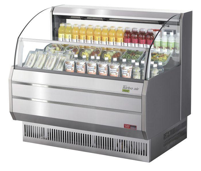 Turbo Air TOM-50SS-N TO Series 50.75'' Stainless Steel Horizontal Air Curtain Open Display Merchandiser with 3 Shelves