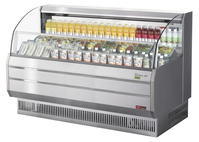 Turbo Air TOM-75SS-N TO Series 75.63'' Stainless Steel Horizontal Air Curtain Open Display Merchandiser with 3 Shelves
