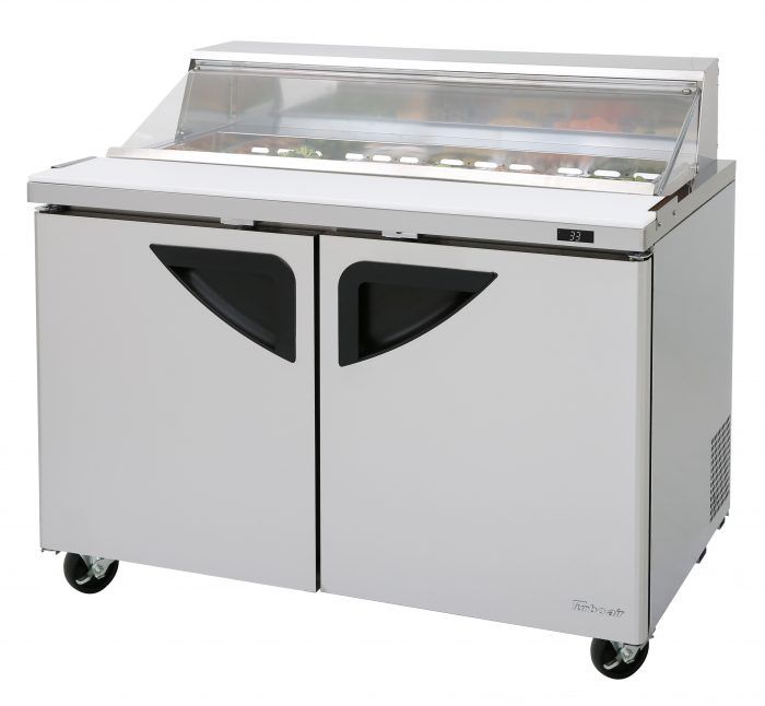 Turbo Air Super Deluxe TST-48SD-N-CL TS Series 48" 2 Door Refrigerated Sandwich Prep Table with Clear Lid