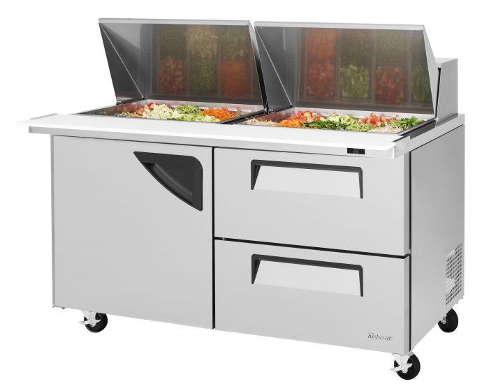 Turbo Air Super Deluxe TST-60SD-24-D2-N TS Series 60" 1 Door 2 Drawer Mega Top Refrigerated Sandwich Prep Table