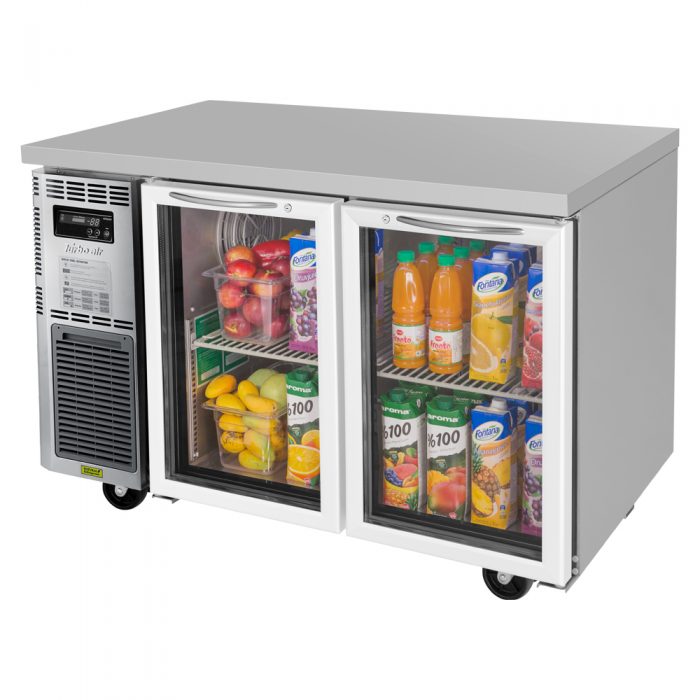 Turbo Air JUR-48-G-N J Series 48" Glass Door Undercounter Refrigerator with Side Mounted Compressor