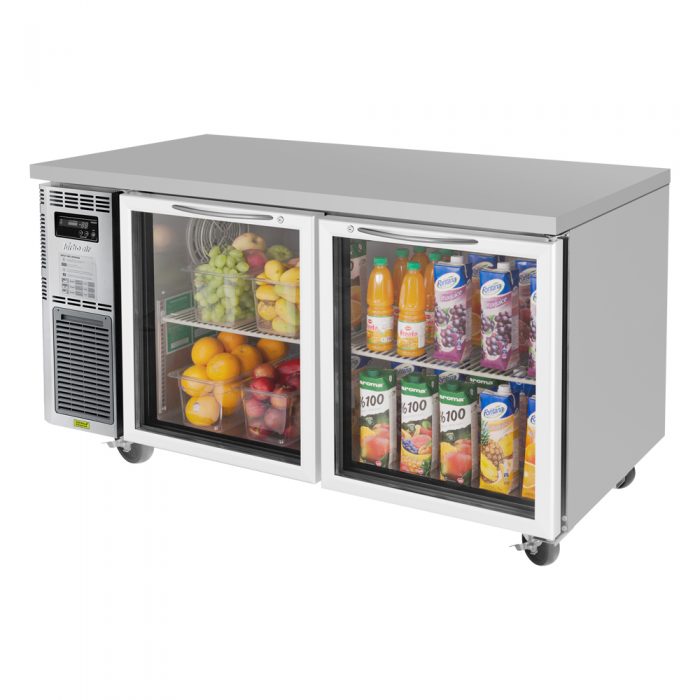 Turbo Air JUR-60-G-N J Series 60" Glass Door Undercounter Refrigerator with Side Mounted Compressor