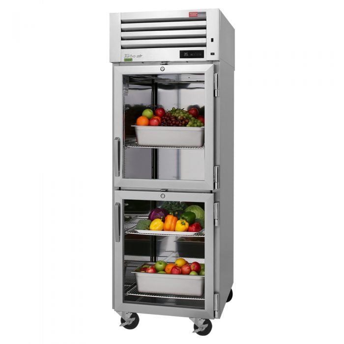 Turbo Air PRO-26-2R-G-N PR Series One Section Reach In Refrigerator, (2) Right Hinge Glass Doors, 115v