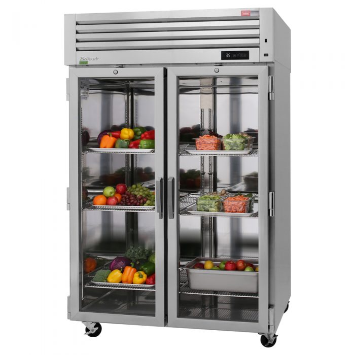 Turbo Air PRO-50R-G-N PR Series Two Section Reach In Refrigerator, (2) Right Hinge Glass Doors, 115v