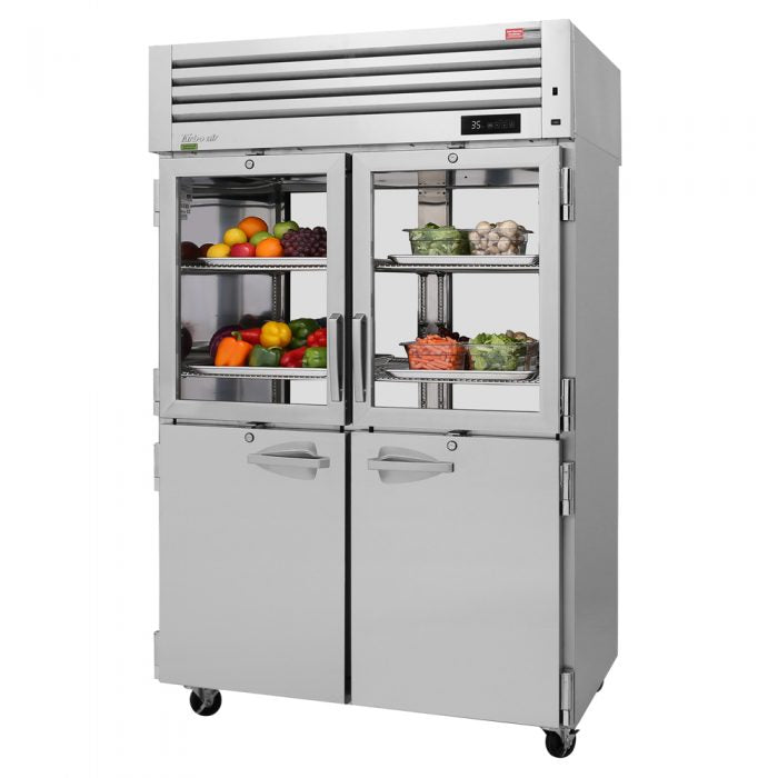 Turbo Air PRO-50R-GSH-PT-N PR Series Two Section Pass Thru Refrigerator, (2) Solid Doors, (2) Glass Doors, Left/Right Hinge, 115v
