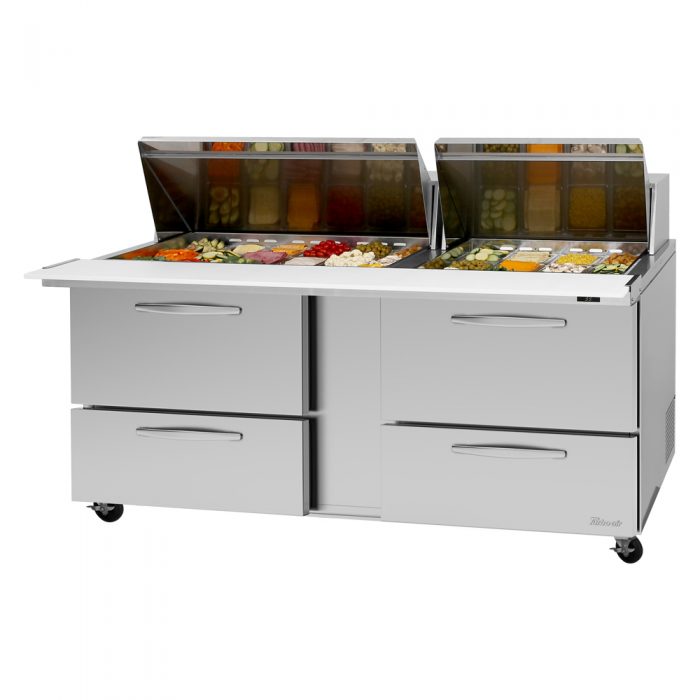Turbo Air PST-72-30-D4-N PS Series 72" Two Section Mega Top Sandwich Prep Table