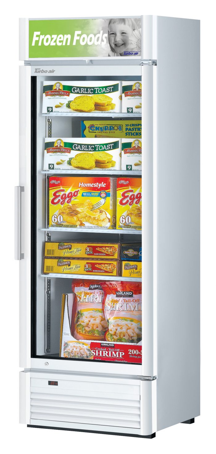 Turbo Air TGF-15SD-N TG Series 26 3/8" One Section Display Freezer w/ Swing Door - Bottom Mount Compressor, White, 115v