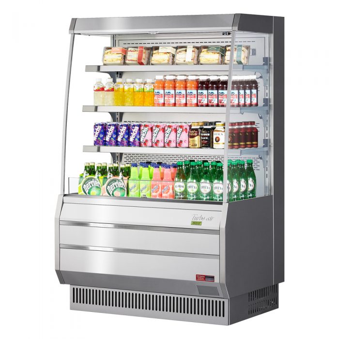 Turbo Air TOM-40MS-N TO Series 39'' Stainless Steel Vertical Air Curtain Open Display Merchandiser with 3 Shelves