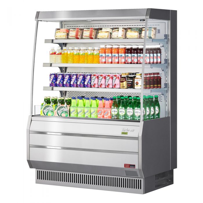 Turbo Air TOM-50MS-N TO Series 50.88'' Stainless Steel Vertical Air Curtain Open Display Merchandiser with 3 Shelves