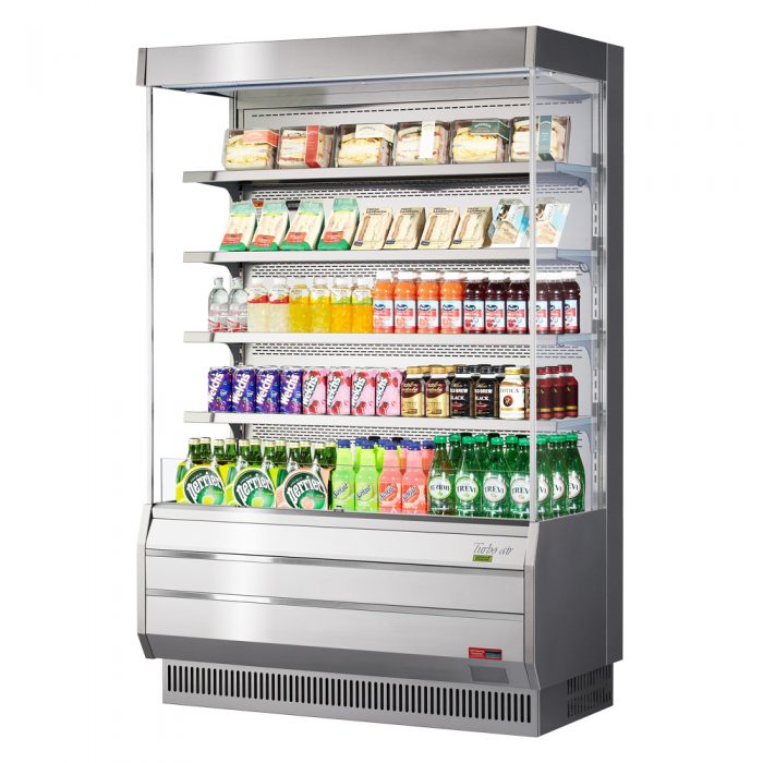Turbo Air TOM-50S-N TO Series 50.88'' Stainless Steel Vertical Air Curtain Open Display Merchandiser with 4 Shelves
