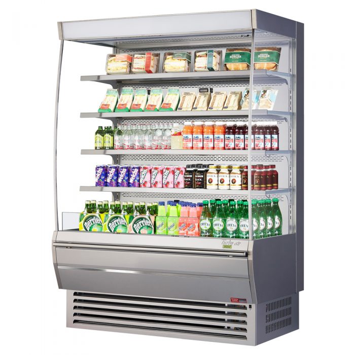 Turbo Air TOM-60DXS-N TO Series 60'' Stainless Steel Vertical Air Curtain Open Display Merchandiser with 4 Shelves