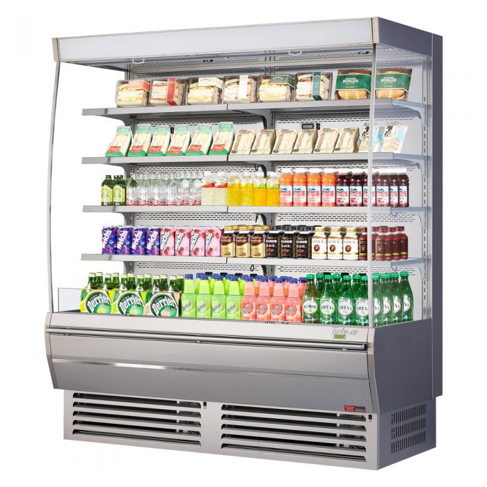 Turbo Air TOM-72DXS-N TO Series 68.75'' Stainless Steel Vertical Air Curtain Open Display Merchandiser with 8 Shelves