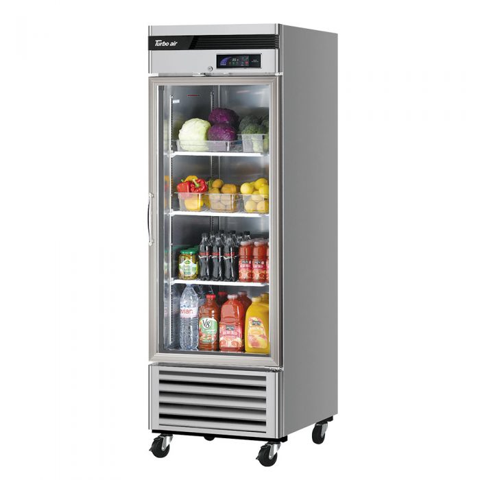 Turbo Air TSR-23GSD-N6 TSF Series Super Deluxe 27" Bottom Mounted Glass Door Reach-In Refrigerator with LED Lighting