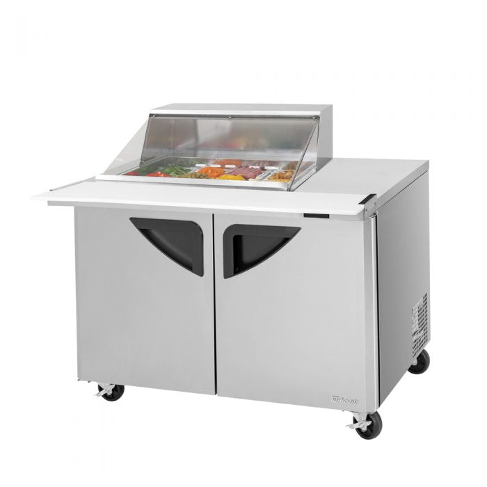 Turbo Air Super Deluxe TST-48SD-12M-N-CL TS Series 48" 2 Door Mega Top Refrigerated Sandwich Prep Table with Clear Lid