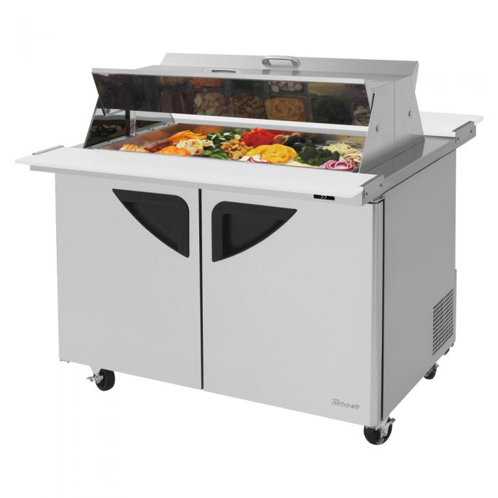 Turbo Air TST-48SD-18-N-DS TS Series 48" 2 Door Mega Top Dual Sided Refrigerated Sandwich Prep Table