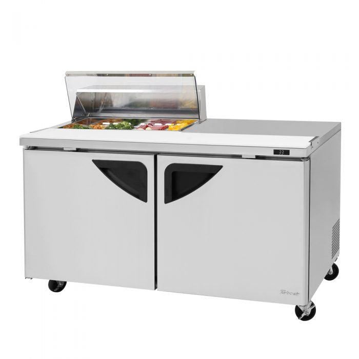 Turbo Air Super Deluxe TST-60SD-08S-N-CL TS Series 60" 2 Door Refrigerated Sandwich Prep Table with Clear Lid