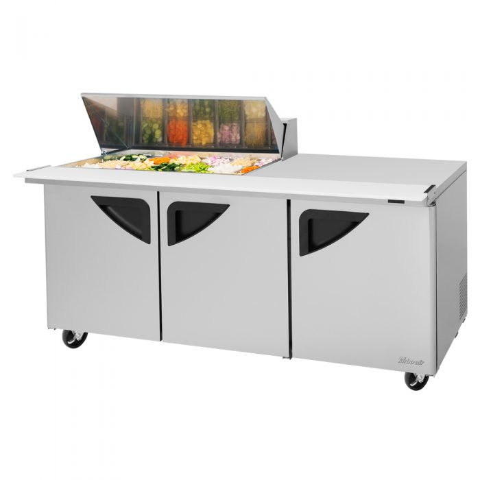 Turbo Air Super Deluxe TST-72SD-18M-N TS Series 72" 3 Door Mega Top Refrigerated Sandwich Prep Table