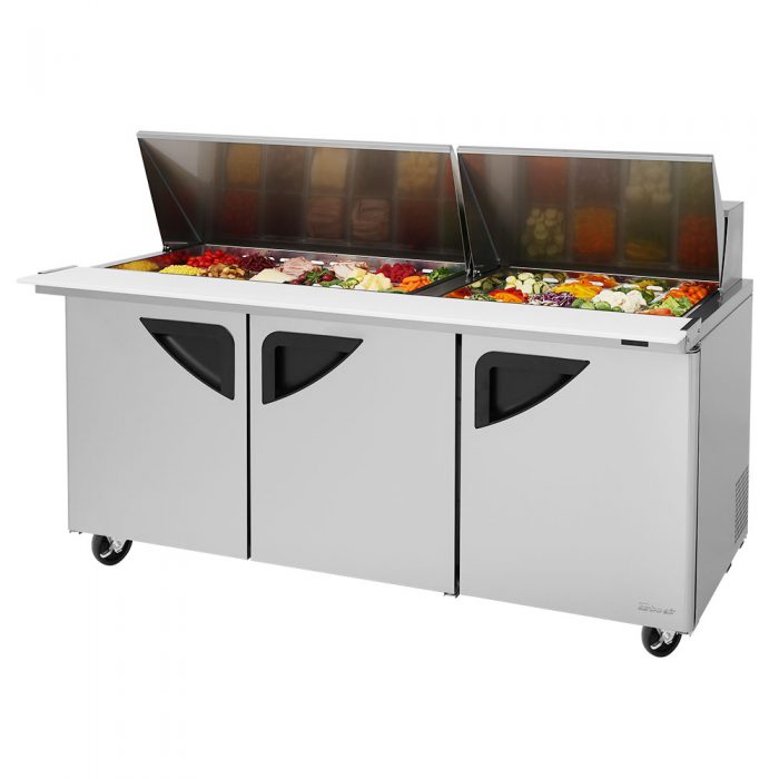Turbo Air TST-72SD-30-N TS Series 73" Super Deluxe 3 Door Mega Top Refrigerated Sandwich Prep Table